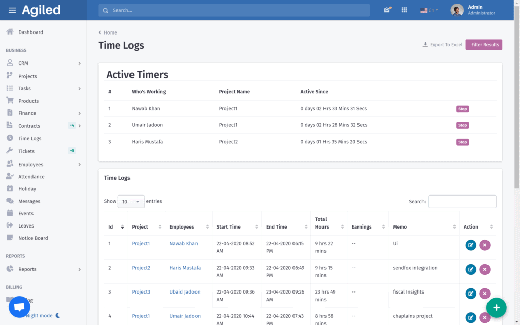 Agiled timetracking