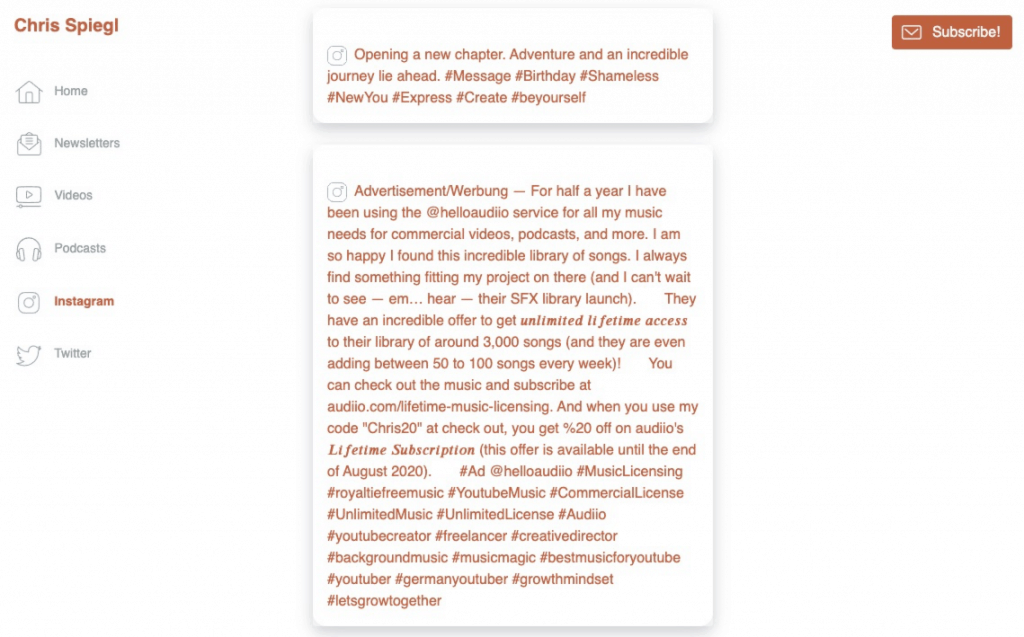 Email Marketing and Instagram - Chris Spiegl's Smart Page