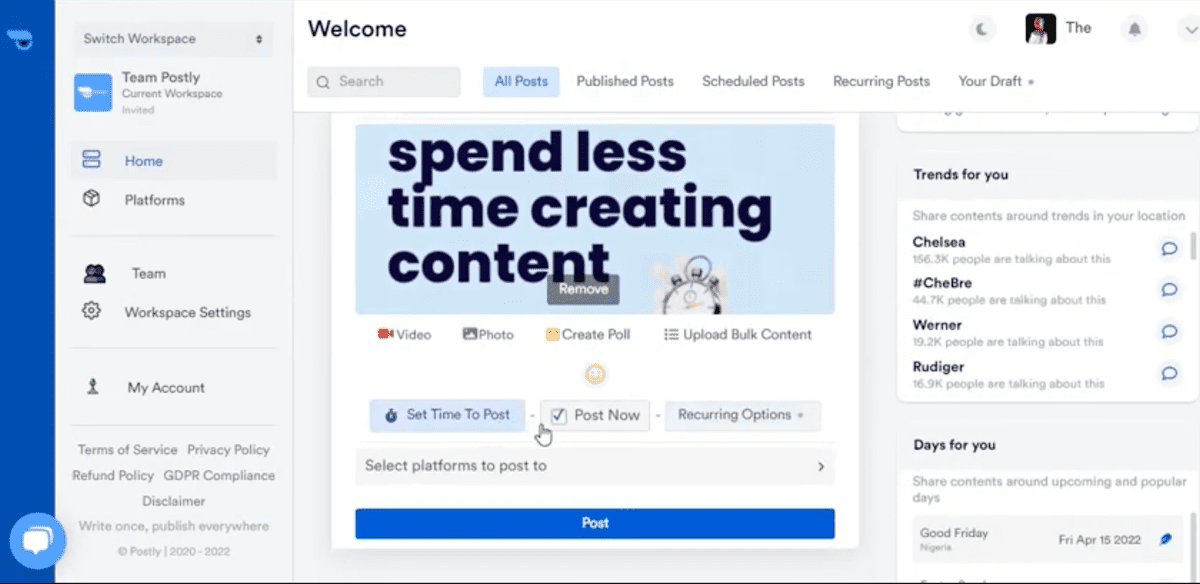 social media management tools - Postly