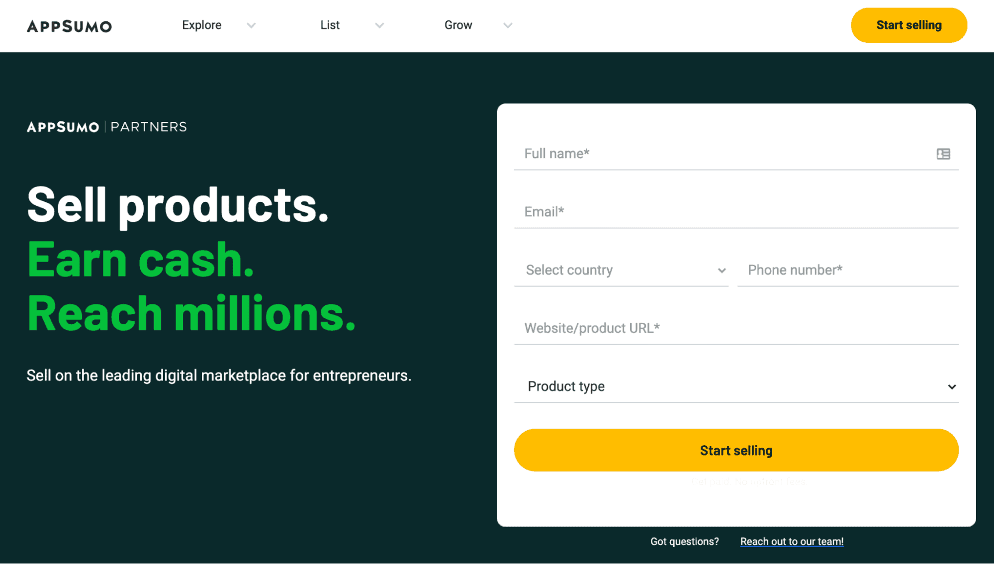 AppSumo Partners page