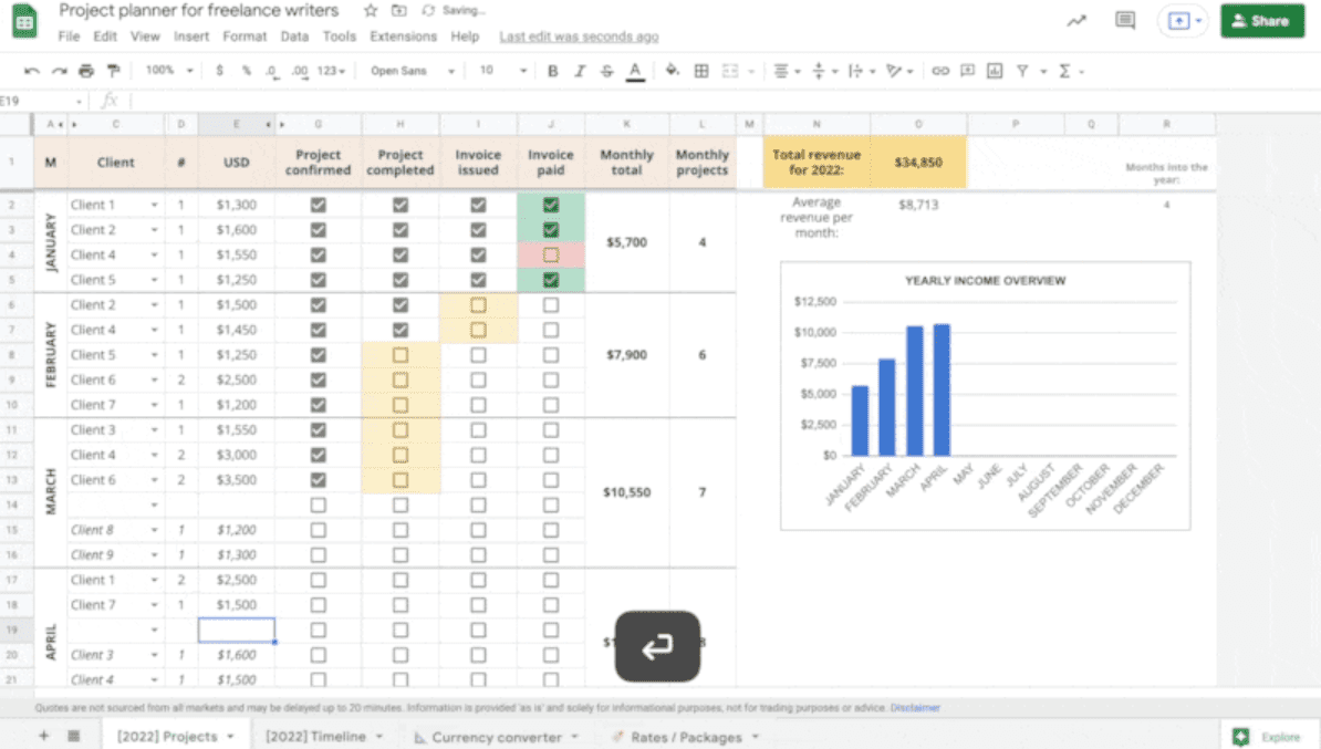 bookkepping spreadsheet