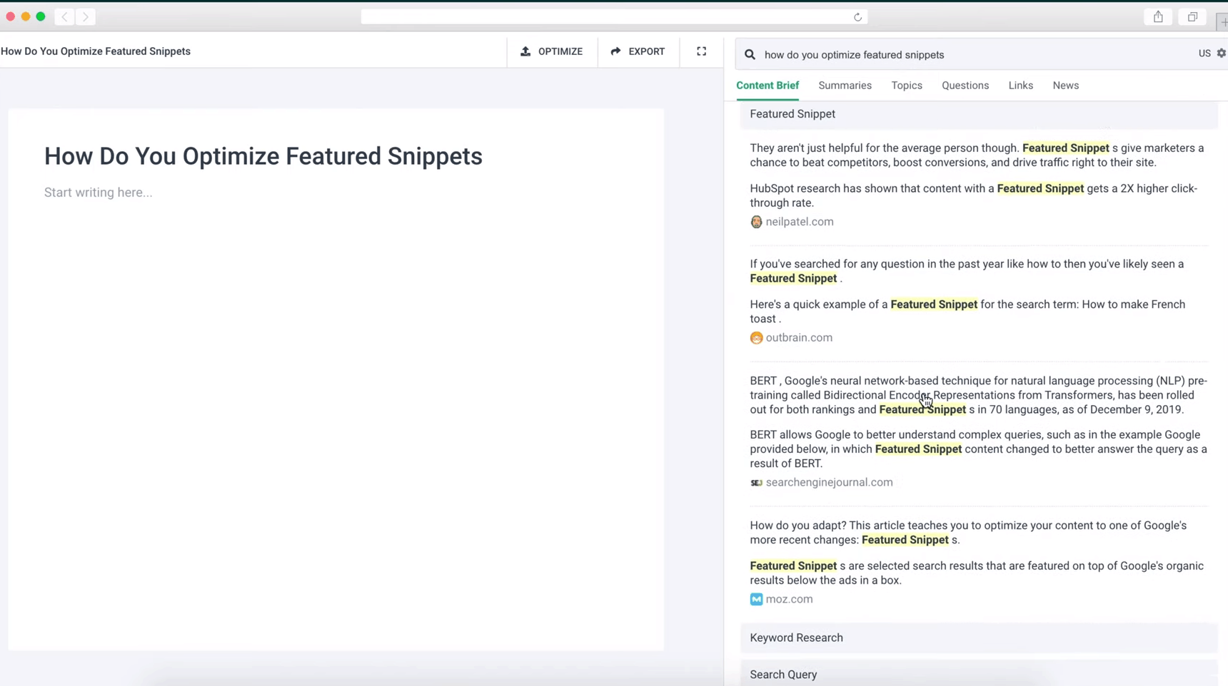 How do you optimize featured snippets