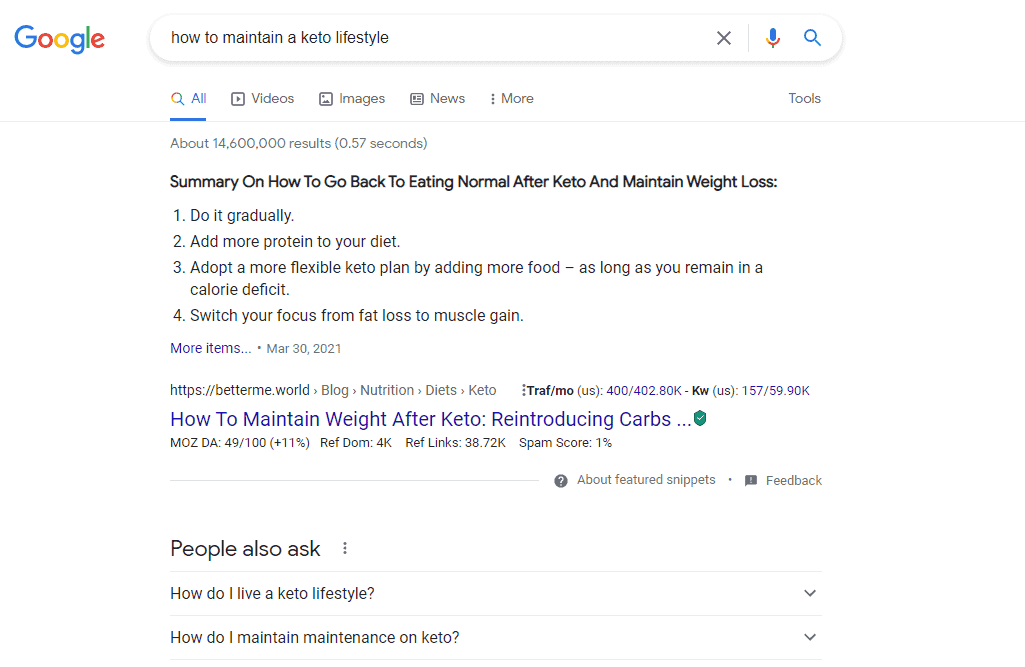 google search - how to maintain a keto lifestyle