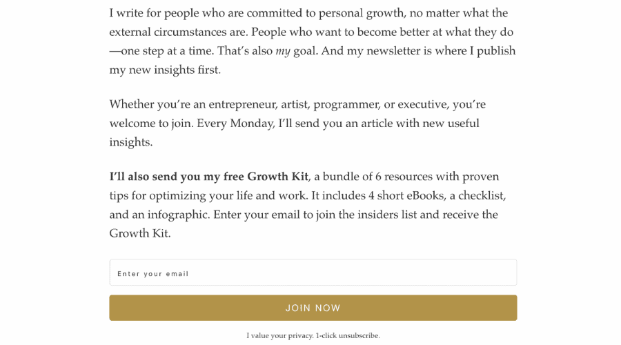 Darius Foroux's newsletter example
