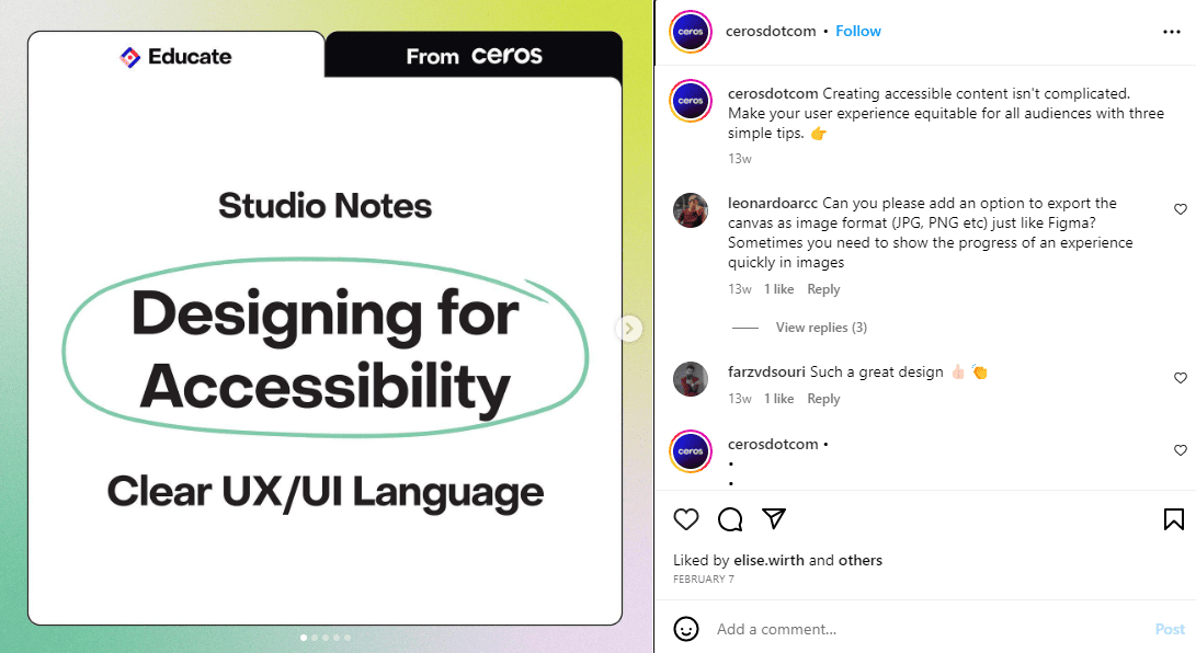 Ceros’ IG post