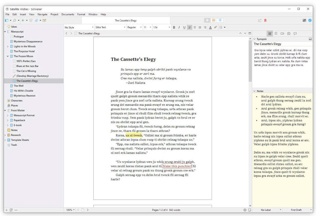 screenwriting software - scrivener