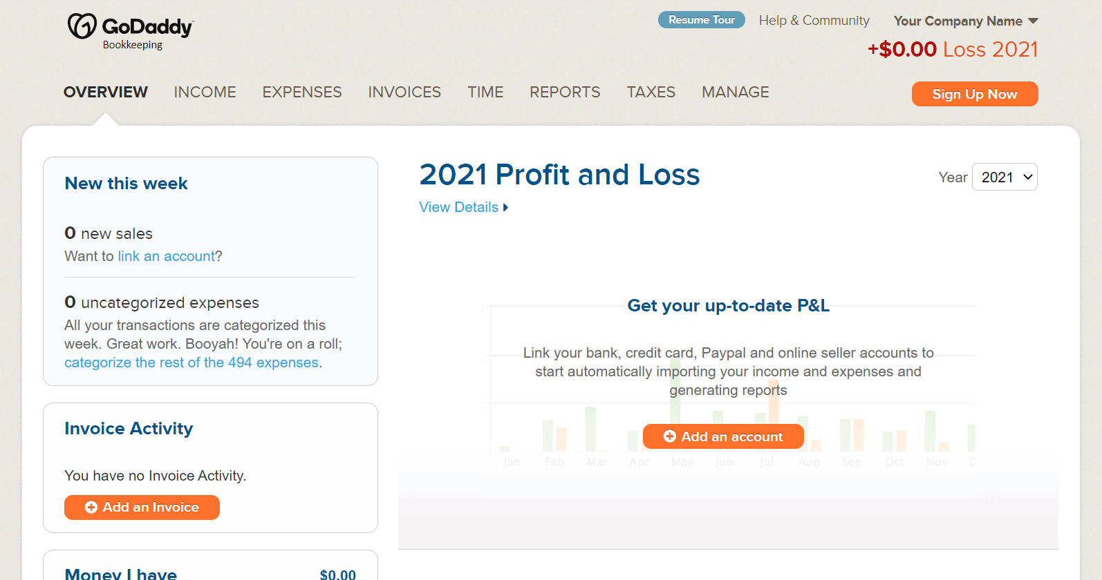 GoDaddy bookkeeping software