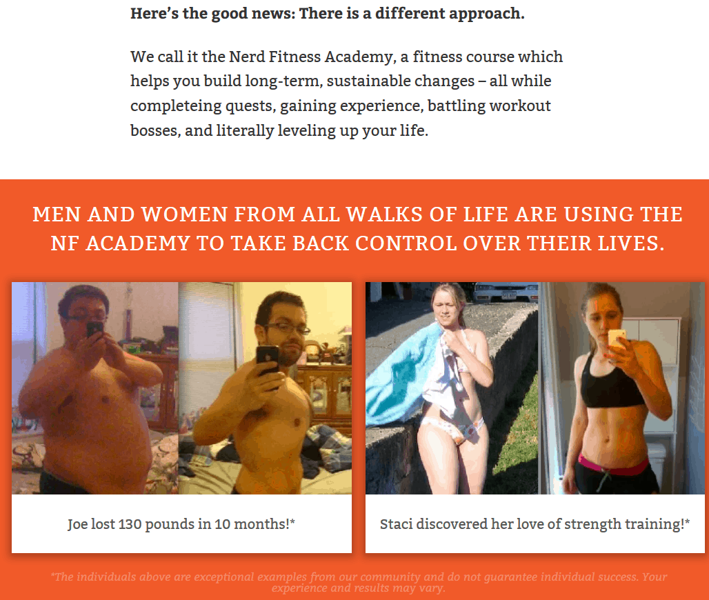 testimonials for Nerd Fitness Academy