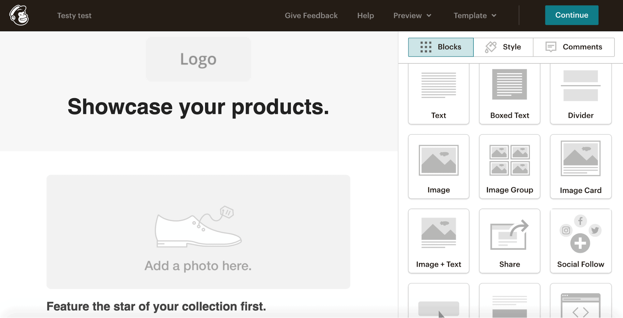 Mailchimp showcase your product
