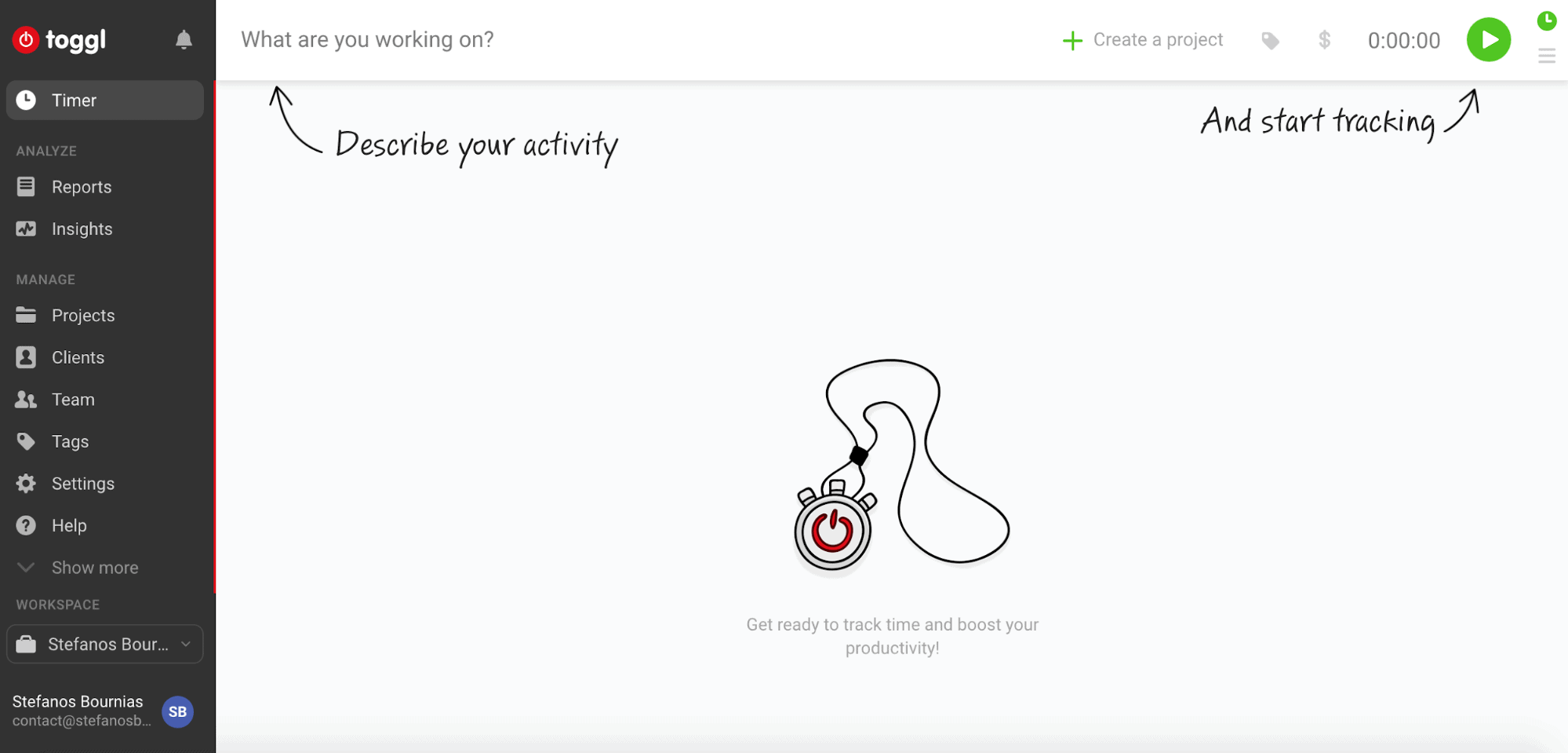 Time management tools - Toggl 