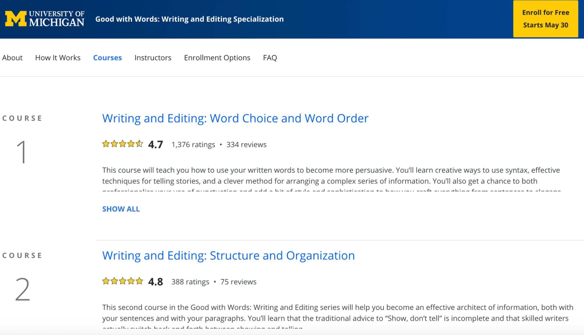 university-led editing courses