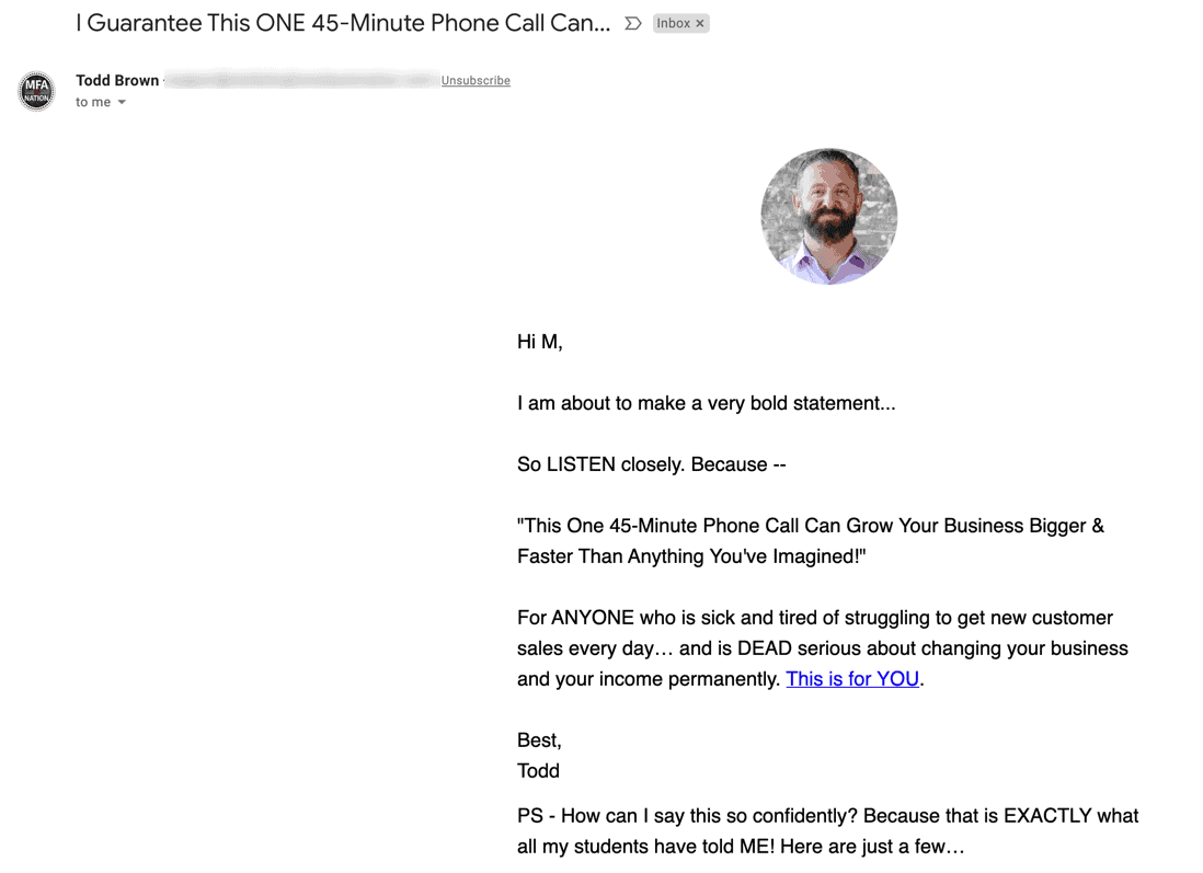 Coaching call invite from Todd Brown