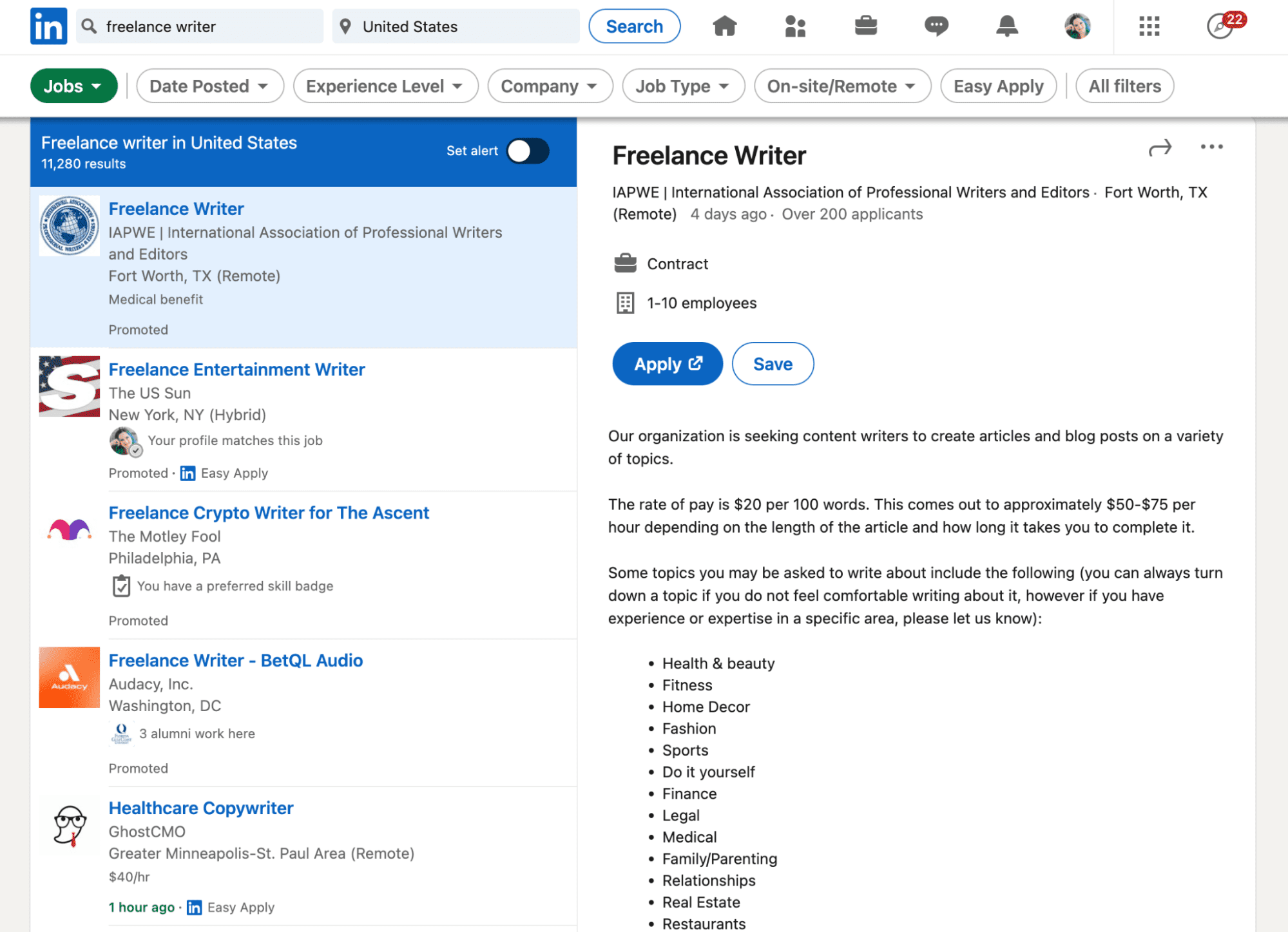 best freelance websites - linkedin