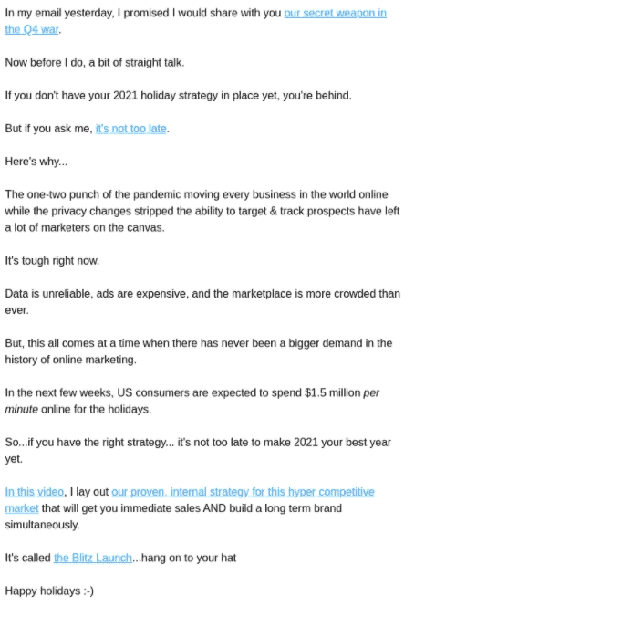 email from Ryan Deiss of DigitalMarketer