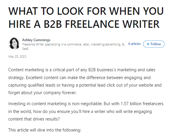 blog post example from freelance writer Ashley Cummings