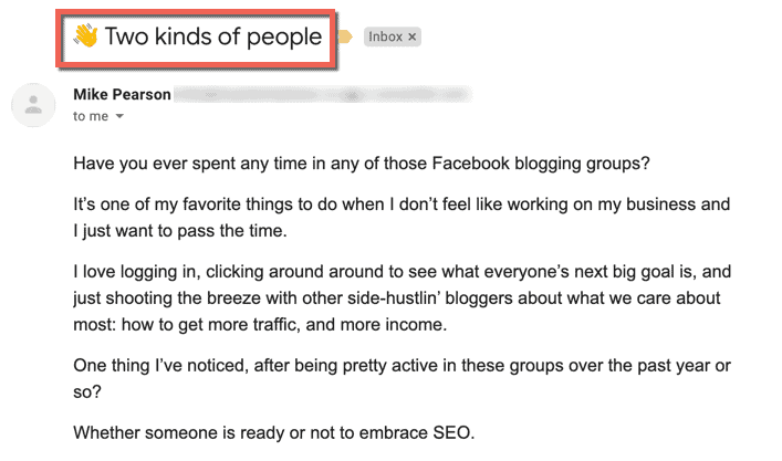 Example of a well-written email subject line with an emoji