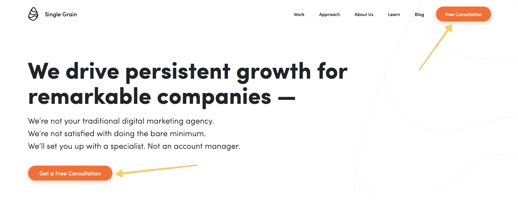 Single Grain landing page