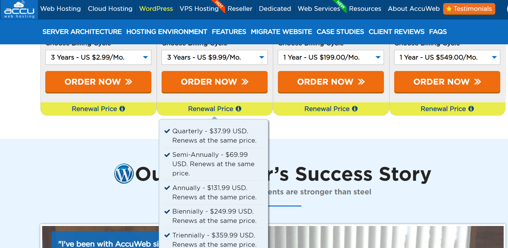 best wordpress hosting - accuweb hosting