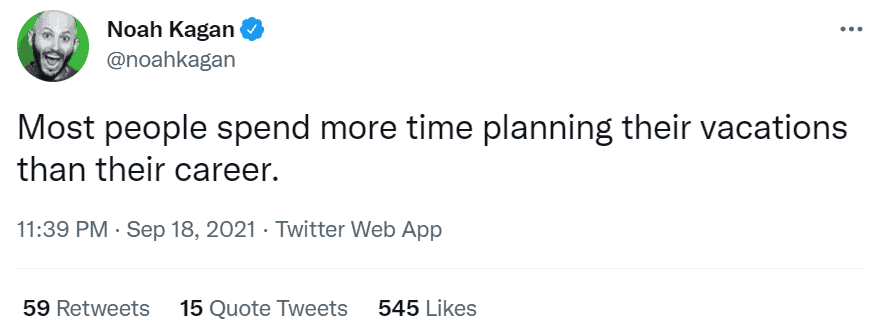 Noah Kagan tweets about entrepreneurship