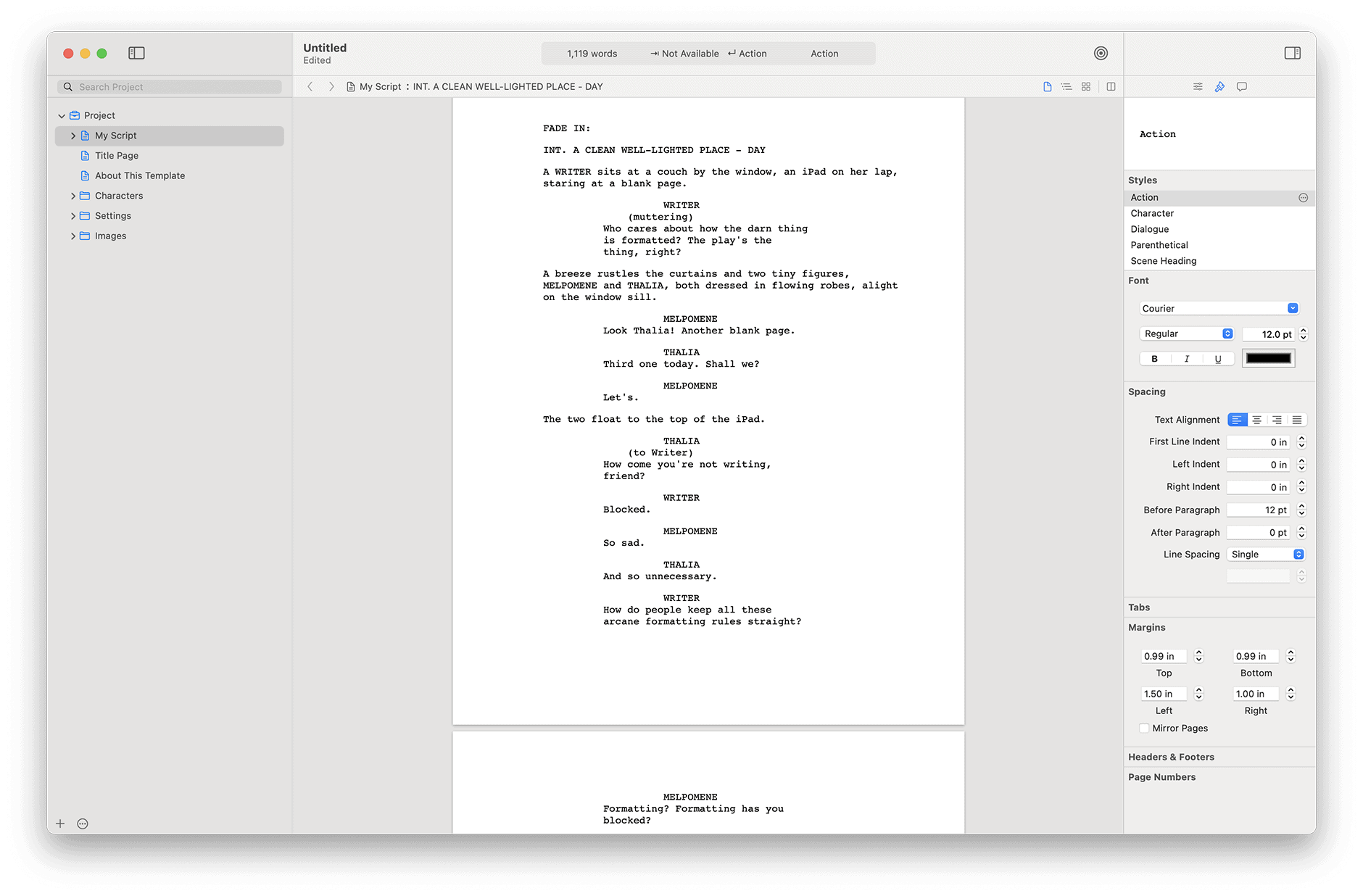 screenwriting software - storyist