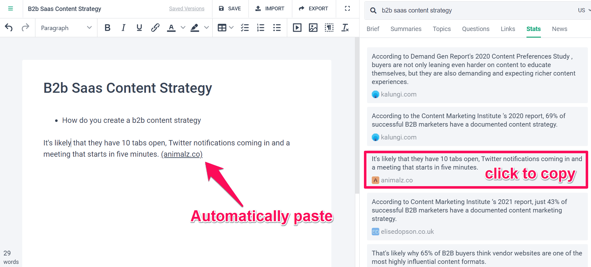 Frase content - automatically paste