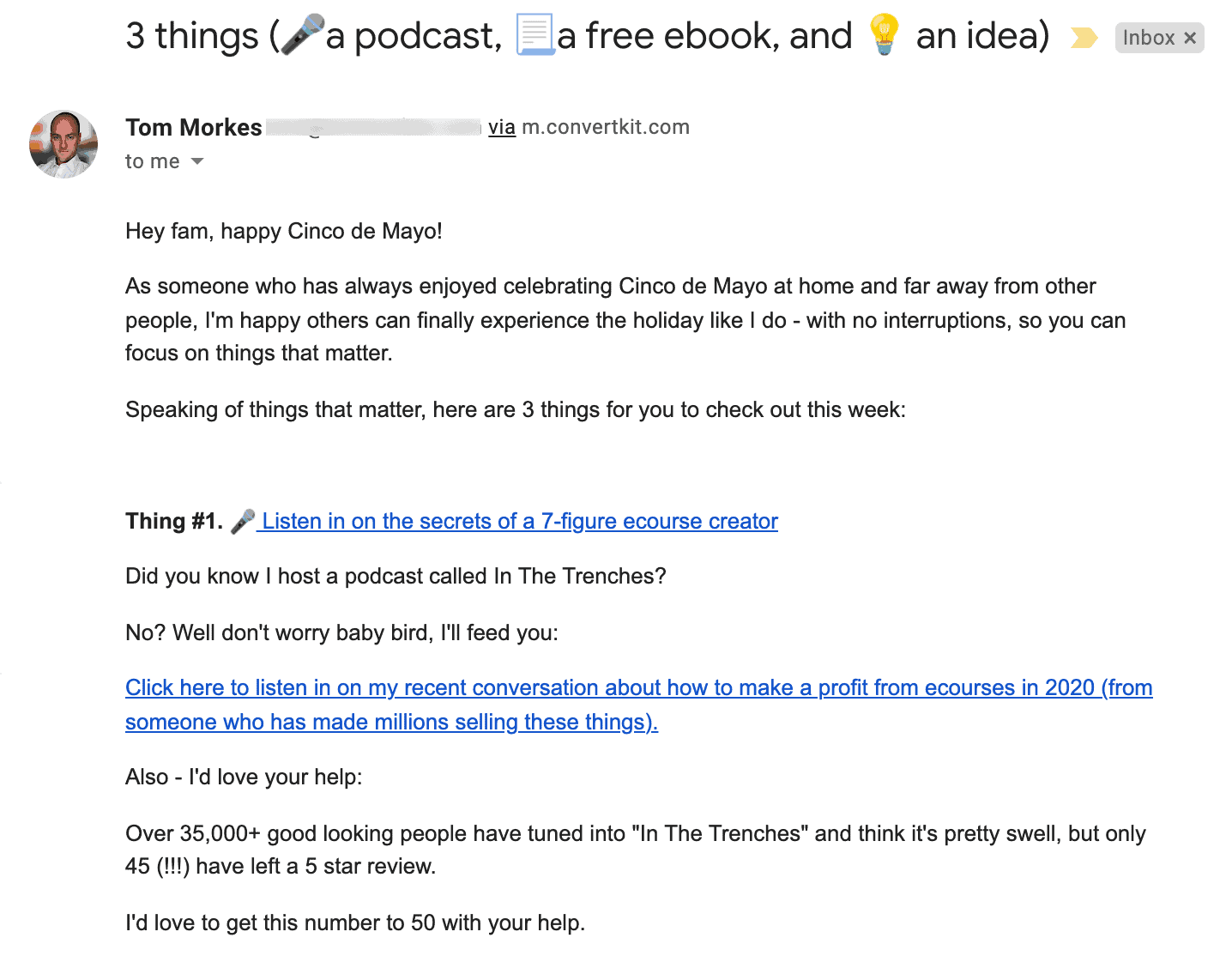 Tom Morkes’ newsletter