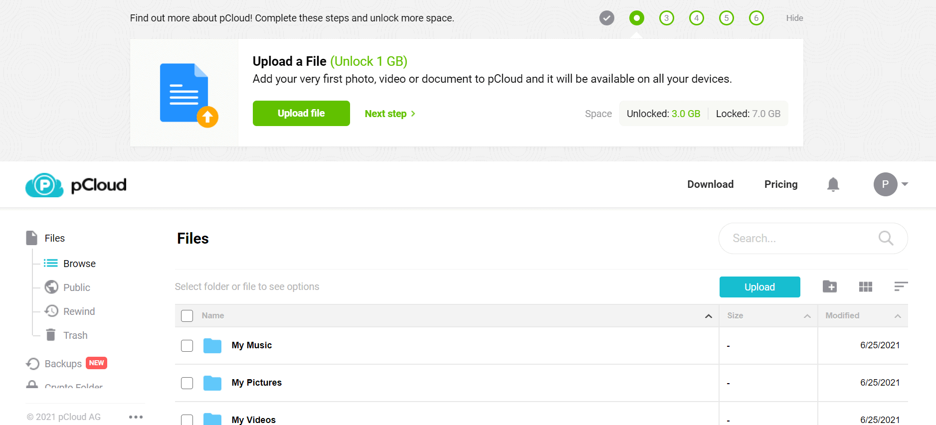 dropbox alternative - pCloud
