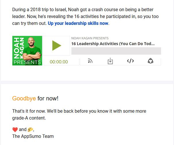 email signature from Noah Kagan of AppSumo
