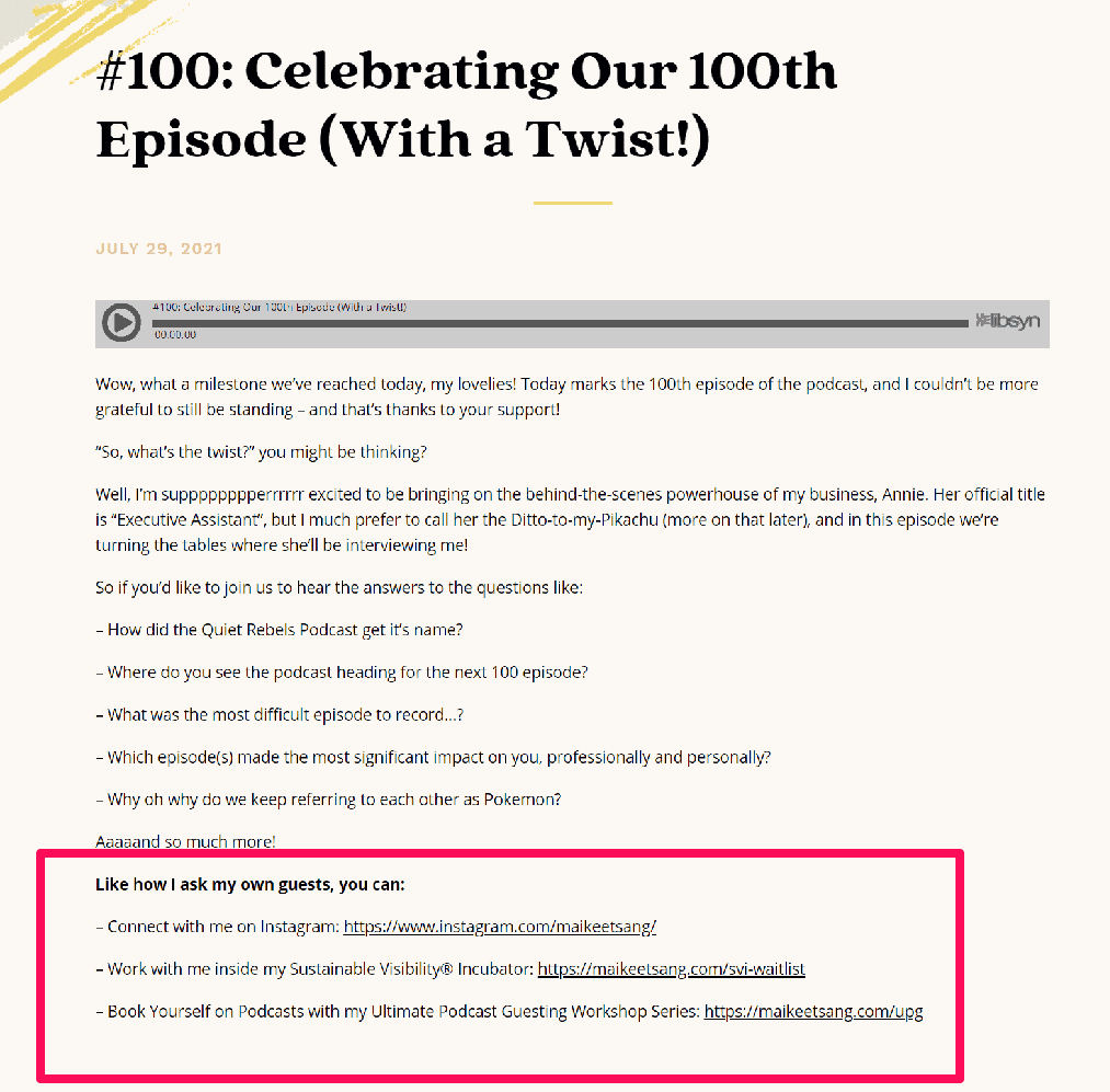 Mai-kee Tsang’s 100th episode.
