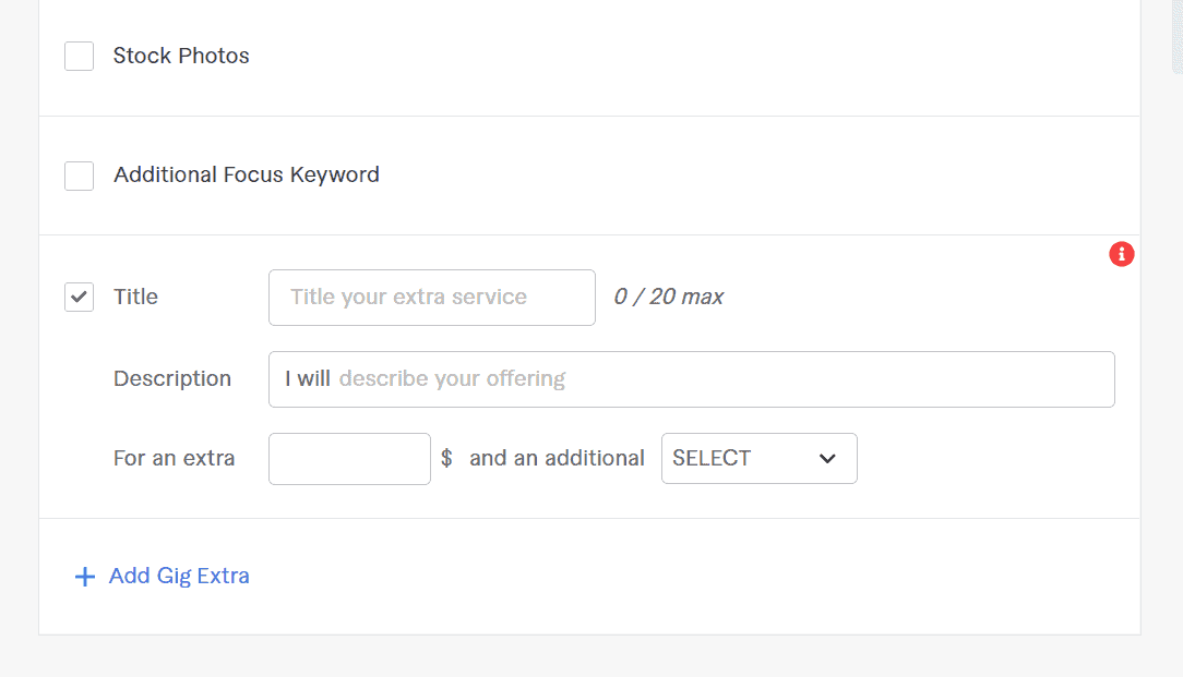 Fiverr - +Add Gig Extra