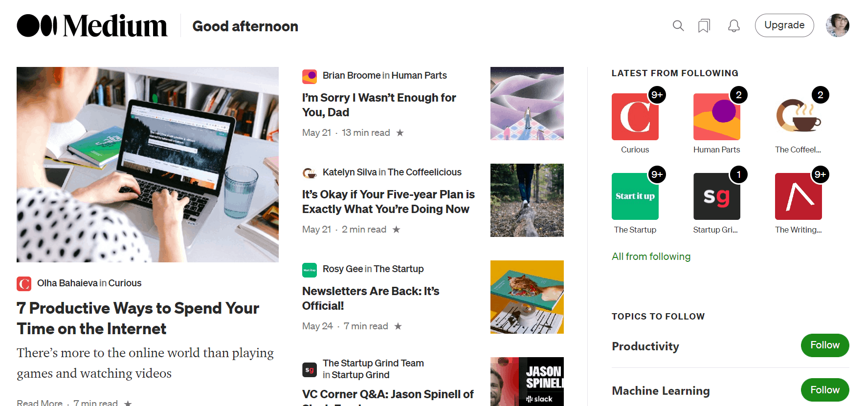 Medium blogging platform