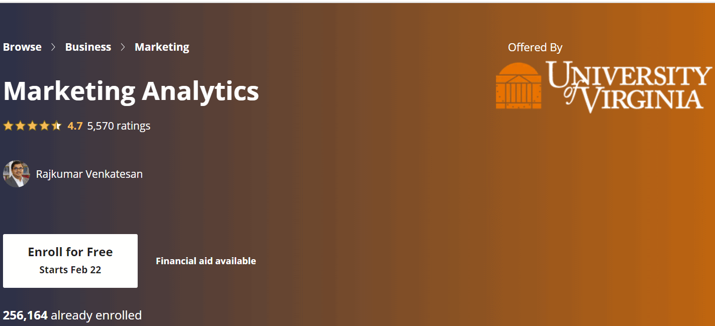 Marketing Analytics from University of Virginia
