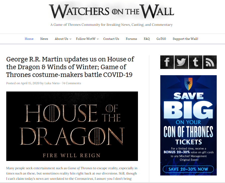 Website ideas - Watchers on the Wall