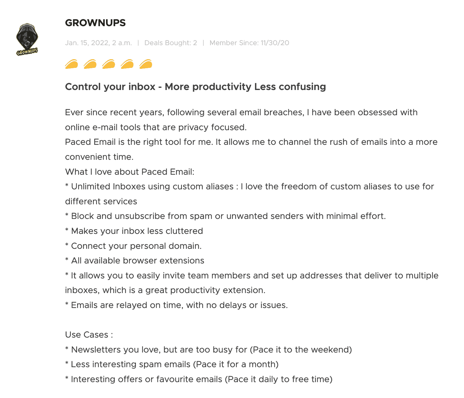 Review of Paced Email