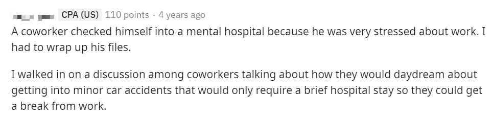 True story of mental stressed on work on Reddit
