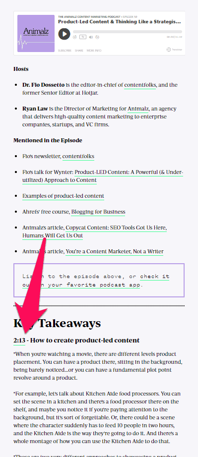 neat example featuring Animalz’s podcast episode 59