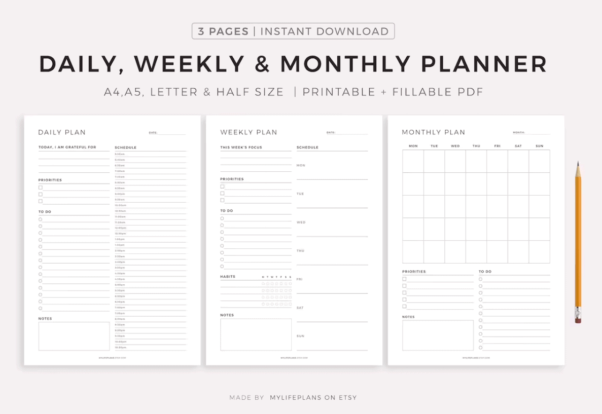 ETSY planner plan