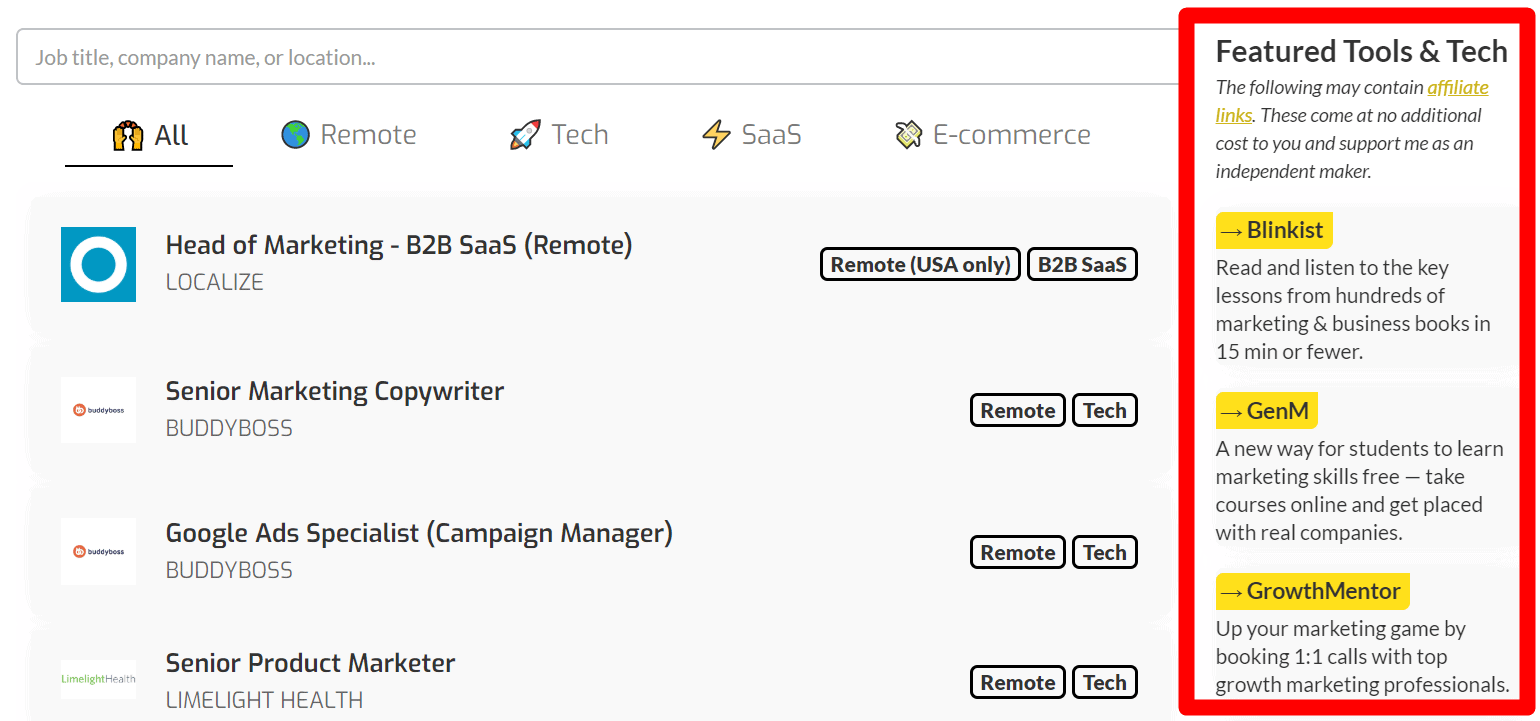 Website ideas - Feature tools & tech