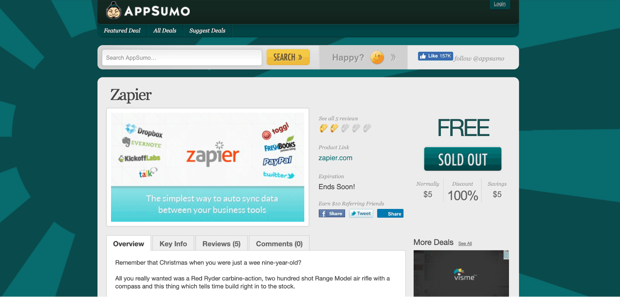 Appsumo Deal Zapier