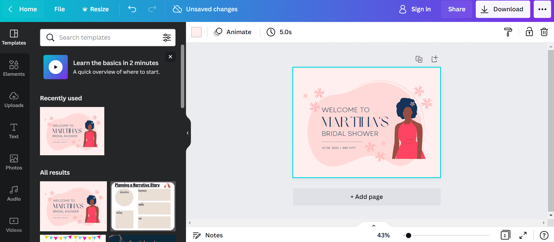 Canva dashboard
