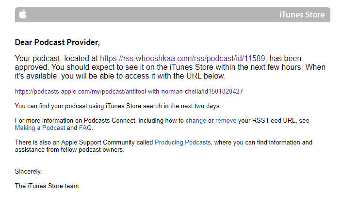 podcast tips apple podcast email