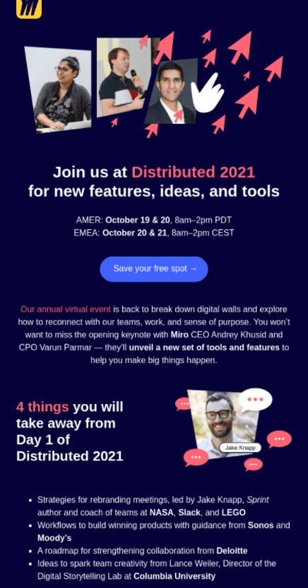 Invitation email for webinar