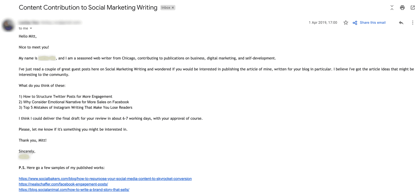 Outreach email