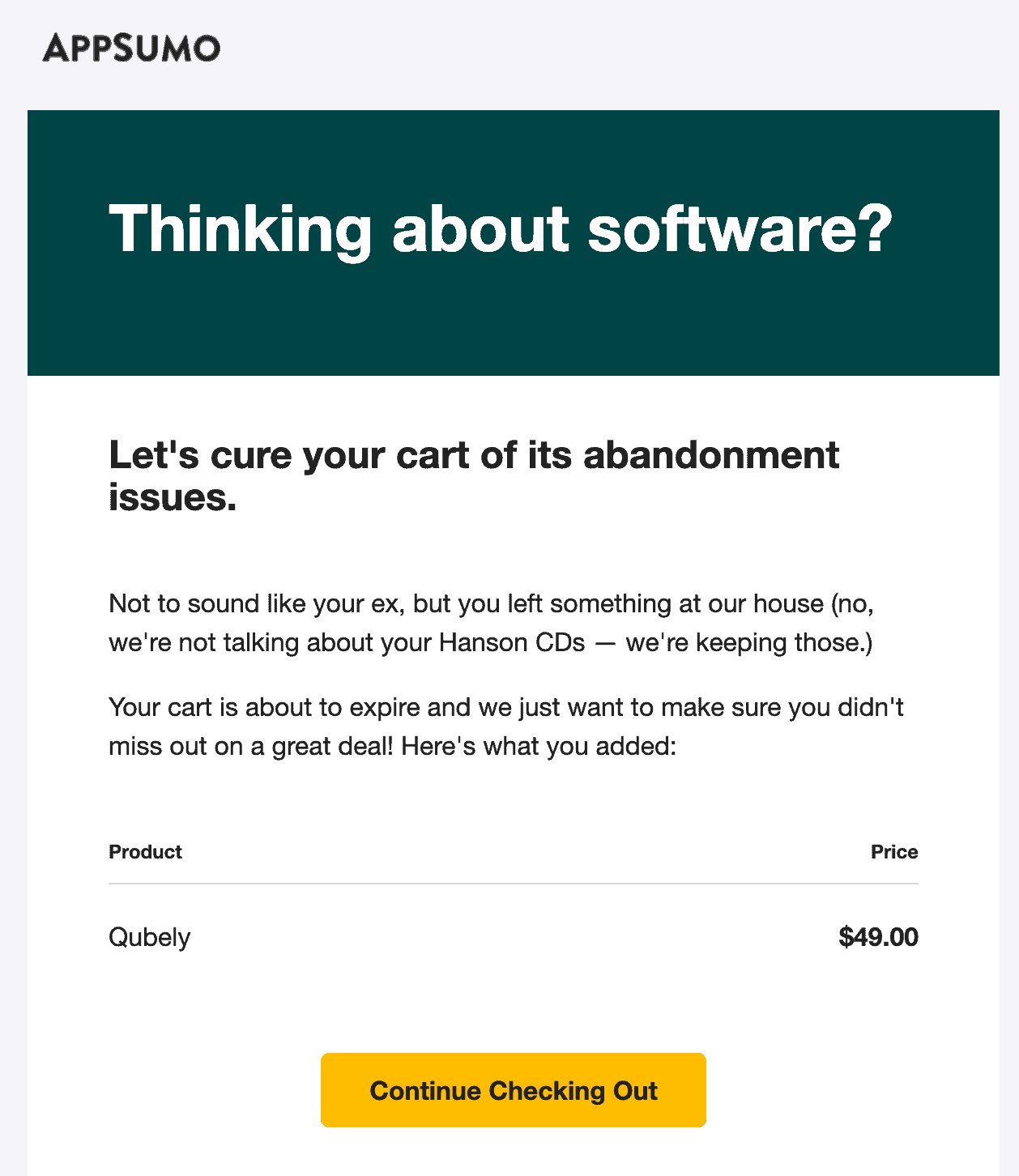 Appsumo's checkout process