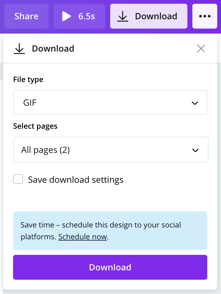 Download your GIF on Canva