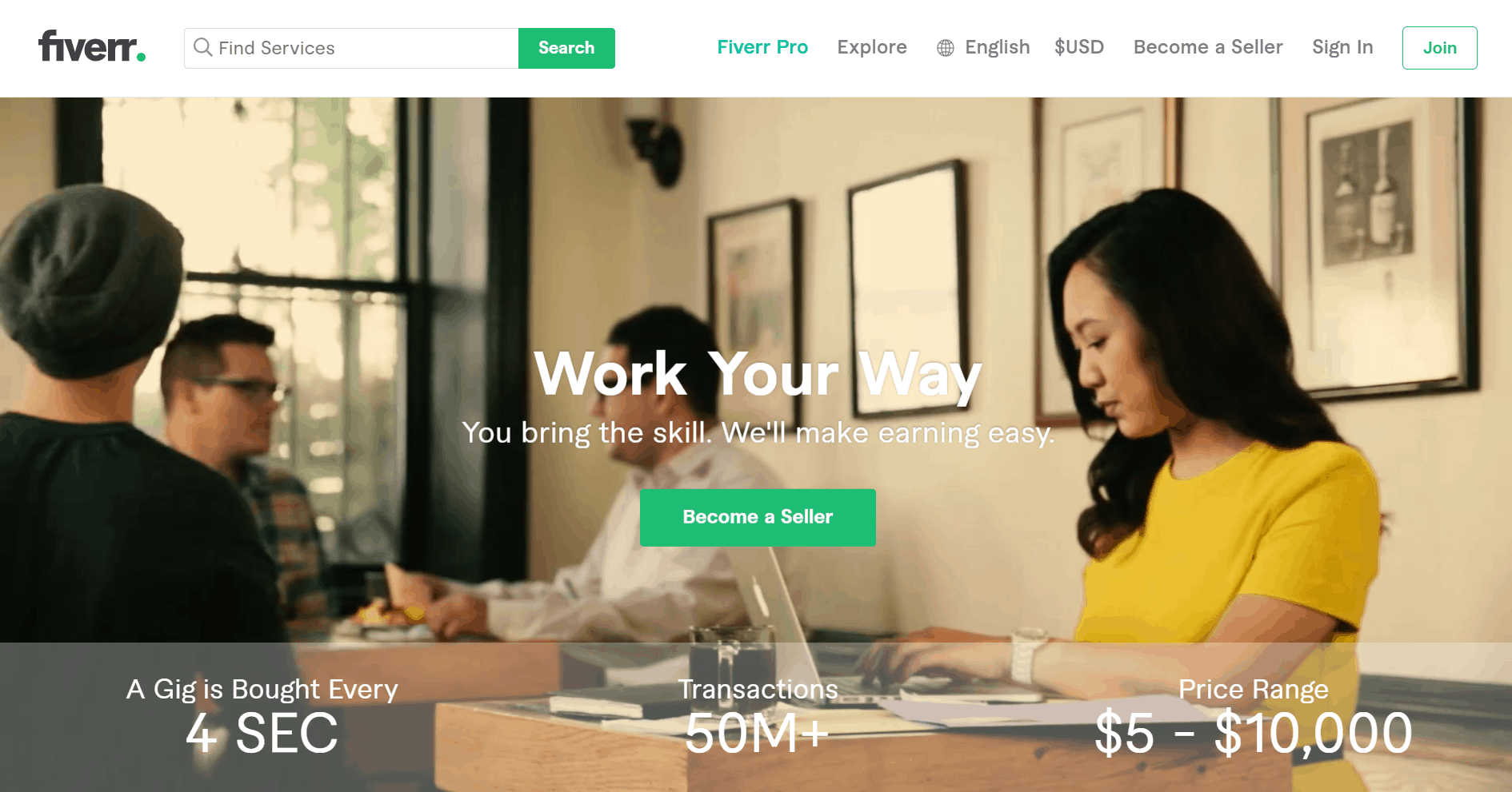 Fiverr landing page