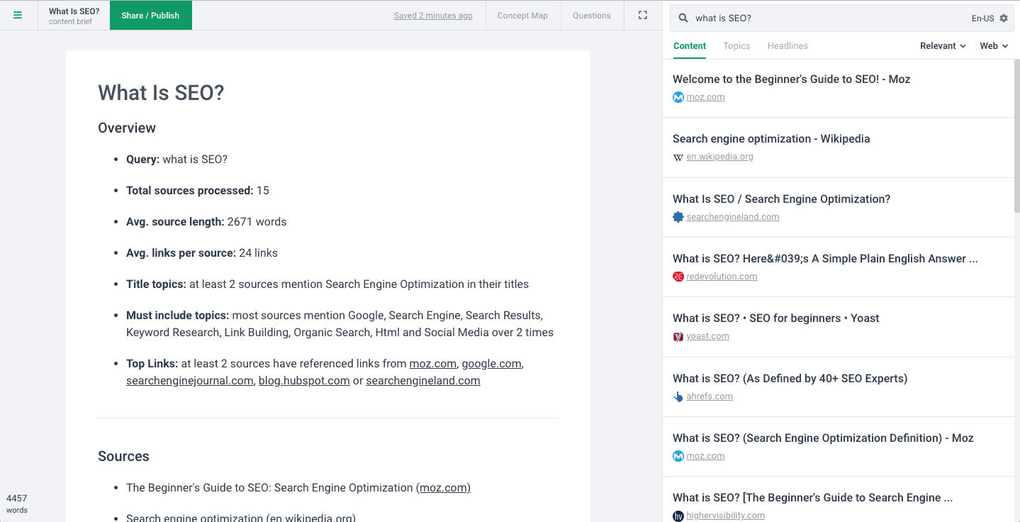 AI-Generated Content Brief - what's SEO