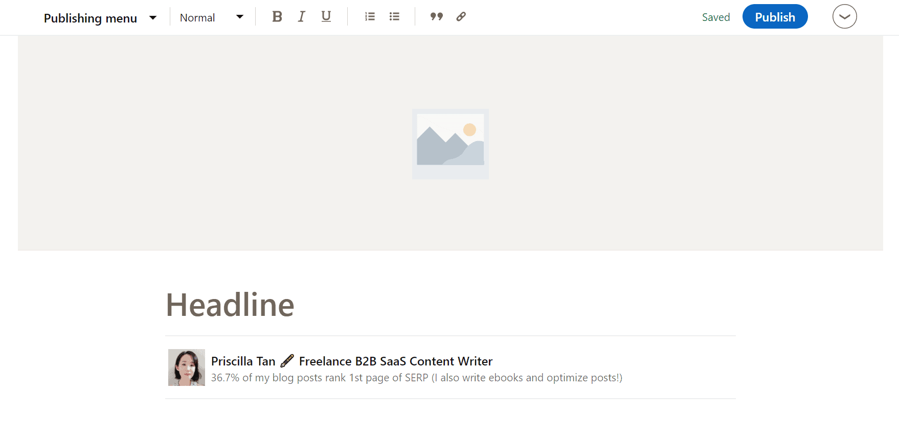 LinkedIn’s unique features - article editor