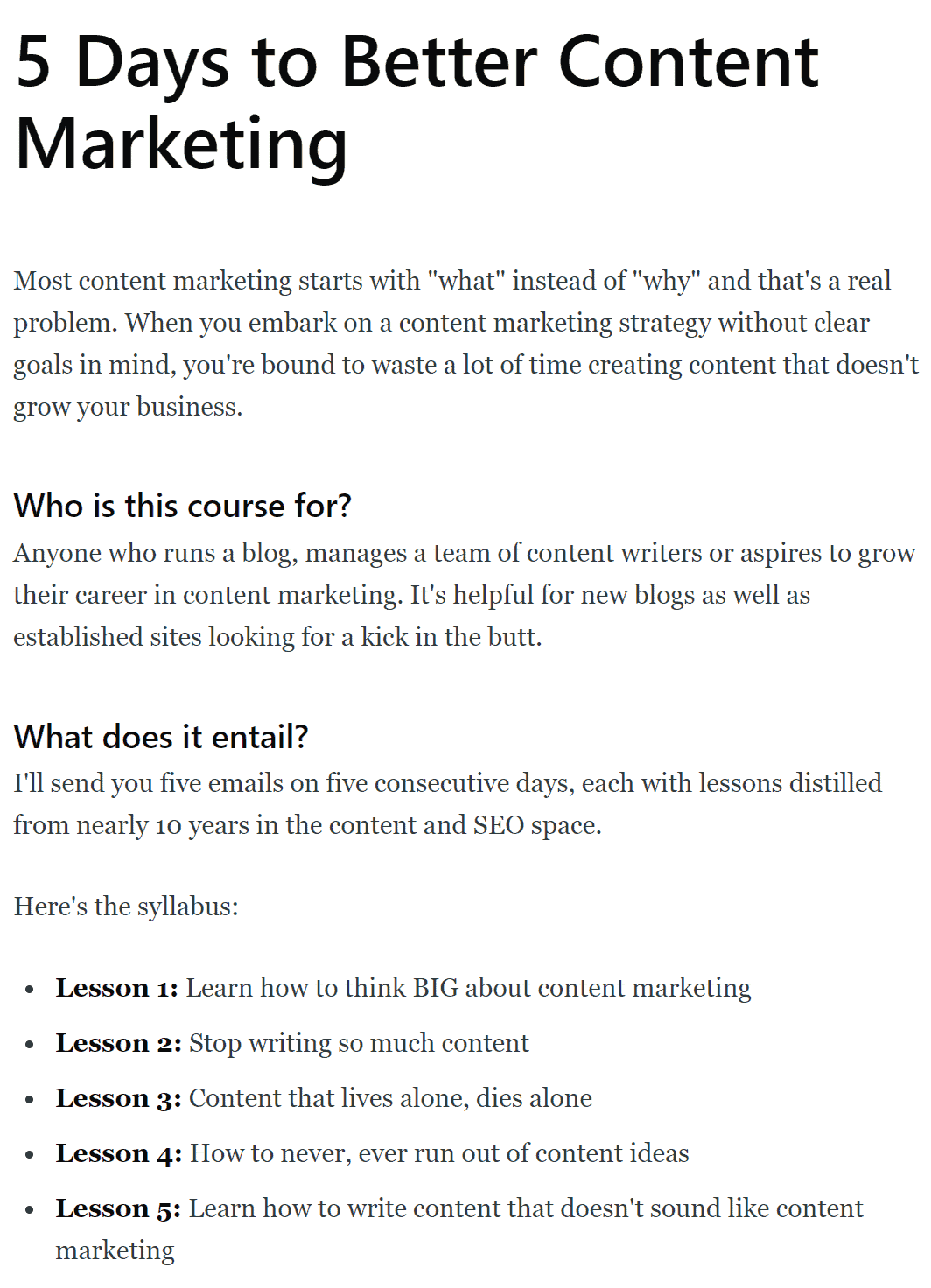 Paid email course by Jimmy Daly, VP of Growth at Animalz