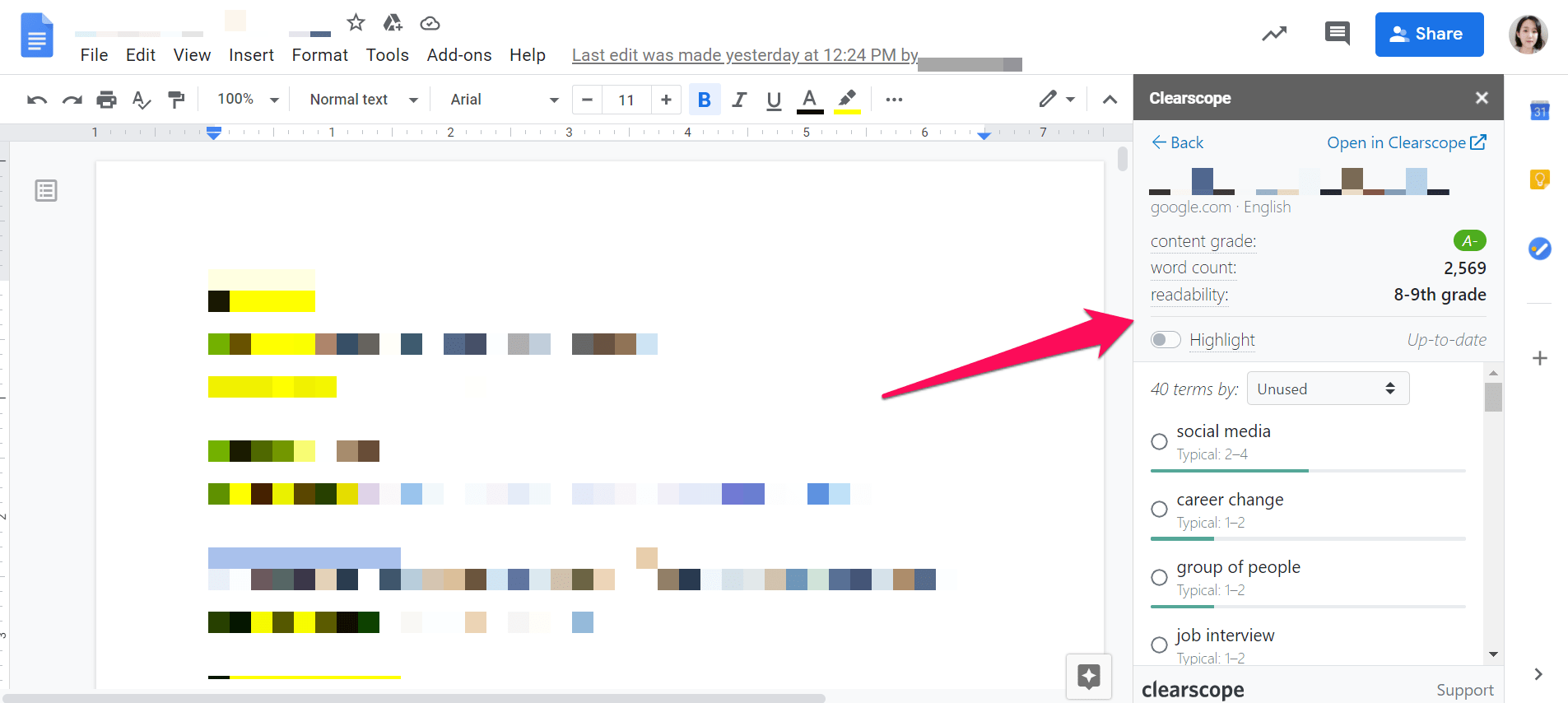 Clearscope shines at optimizing on-page SEO